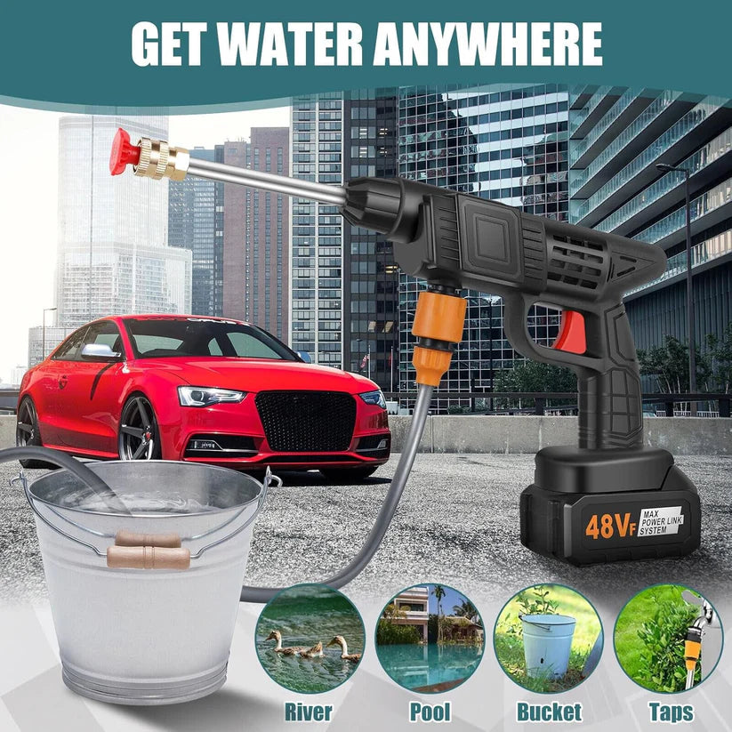 48v Car Pressure Washer Gun With 12.6v Charger & 2*battery