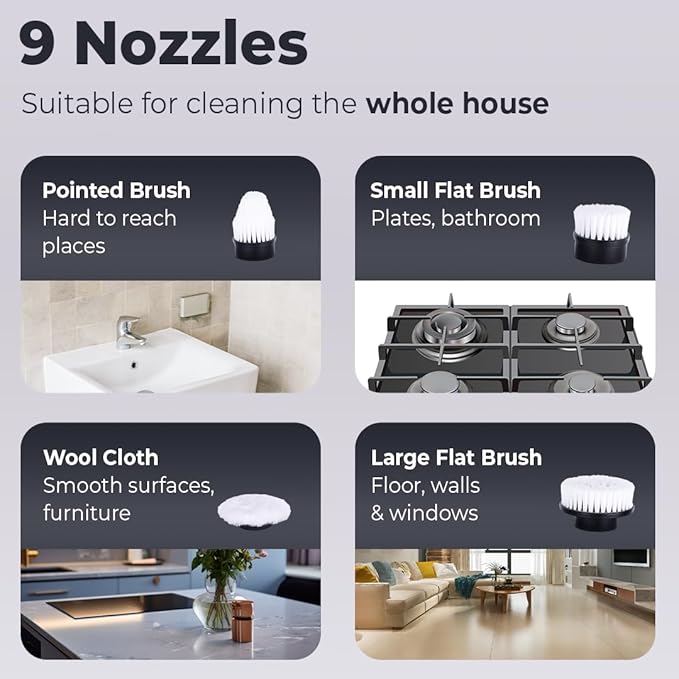 GoodsCity  9 in 1 Electric Spin Scrubber Mop Brush | 1 year warranty |GC-221