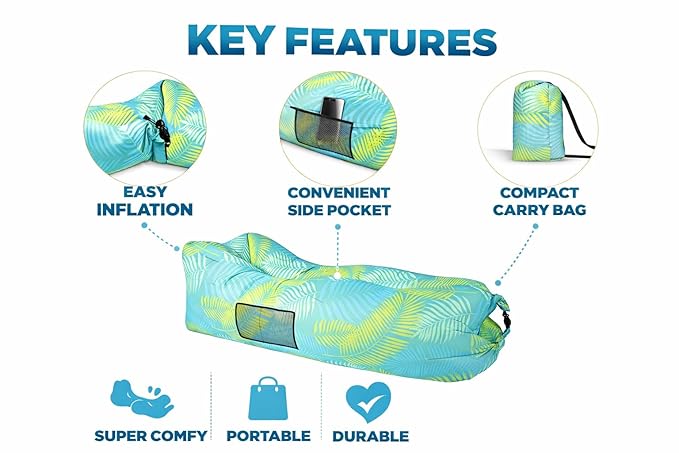 Inflatable Lounger Sofa Bed ( Green & Blue )