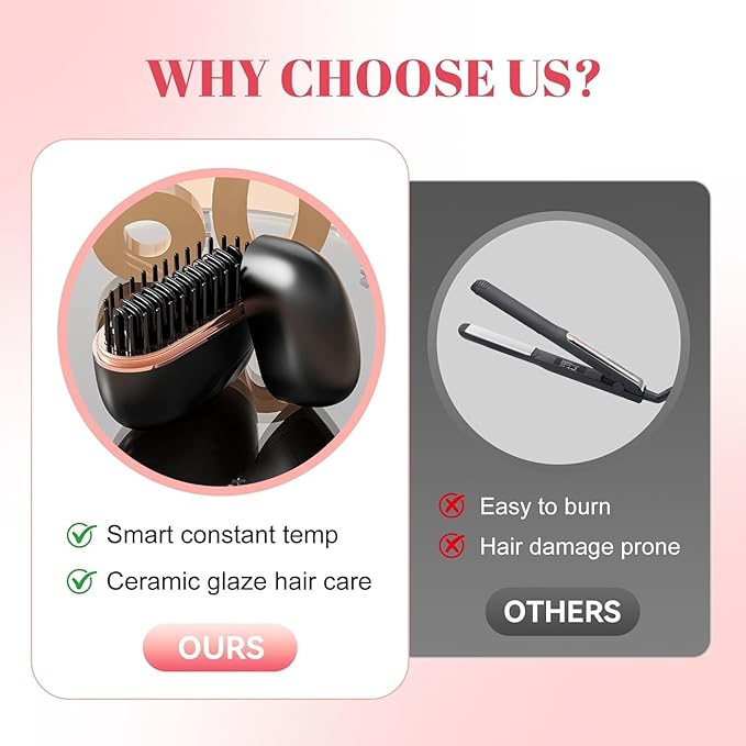 Mini Cordless Hair Straightener Comb