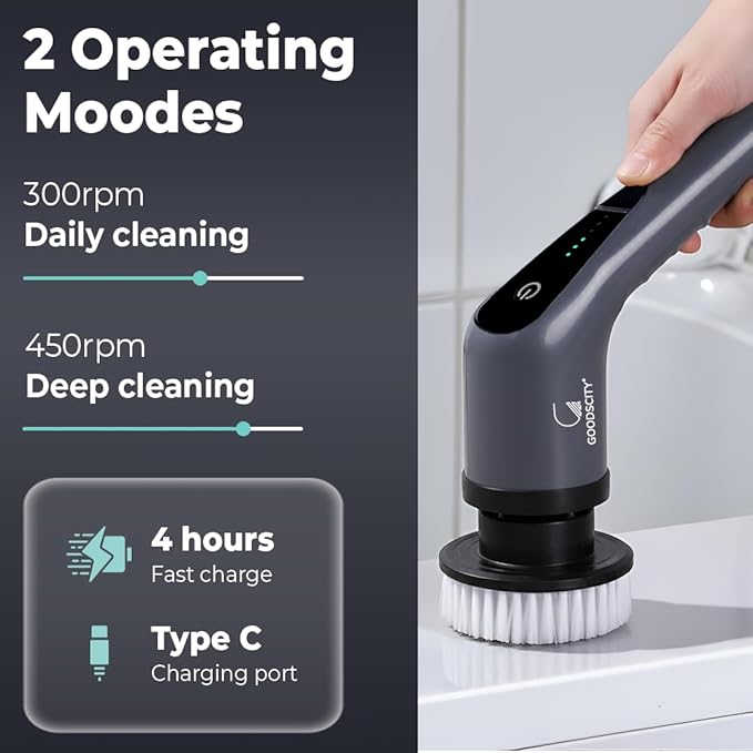 GoodsCity  9 in 1 Electric Spin Scrubber Mop Brush | 1 year warranty |GC-221