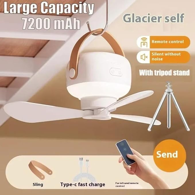 Portable Ceiling Fans with LED Lighting Camping Fan Tripod