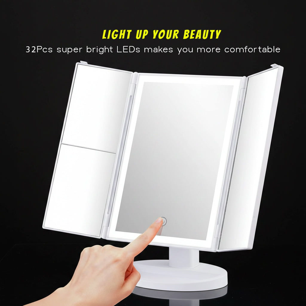 Tri-fold Makeup Mirror with Light