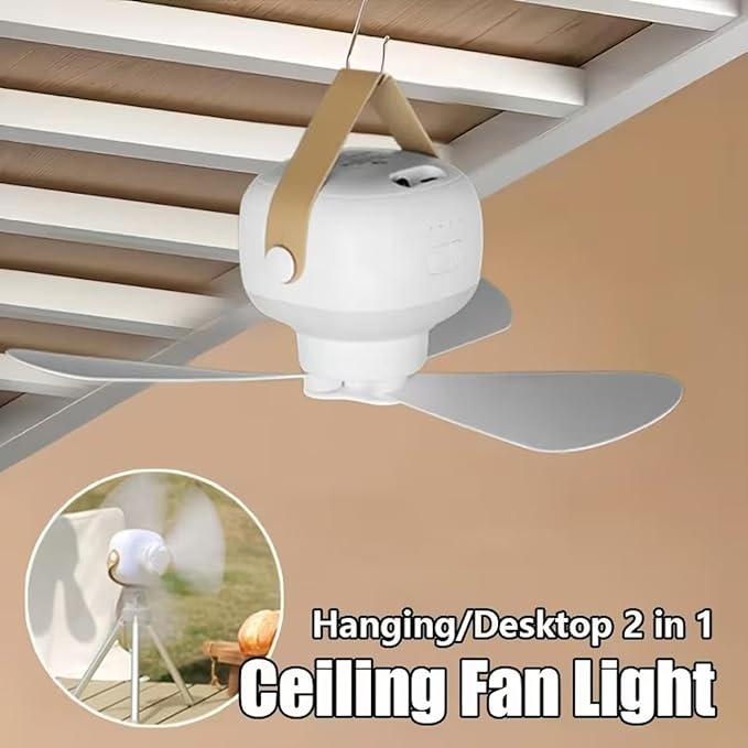 Portable Ceiling Fans with LED Lighting Camping Fan Tripod