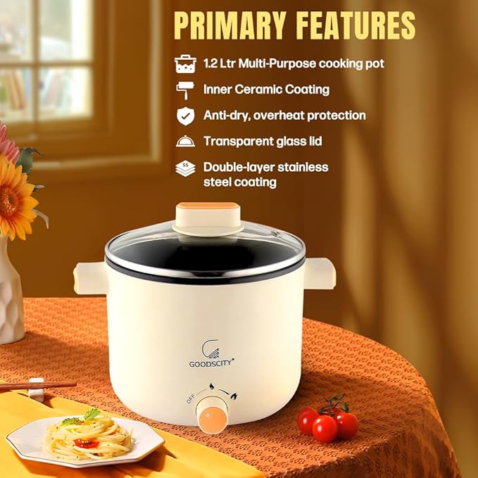 Goodscity Multipurpose Electric Kettle with Ceramic Coating 1.2L | GC-191 | 1 year warranty