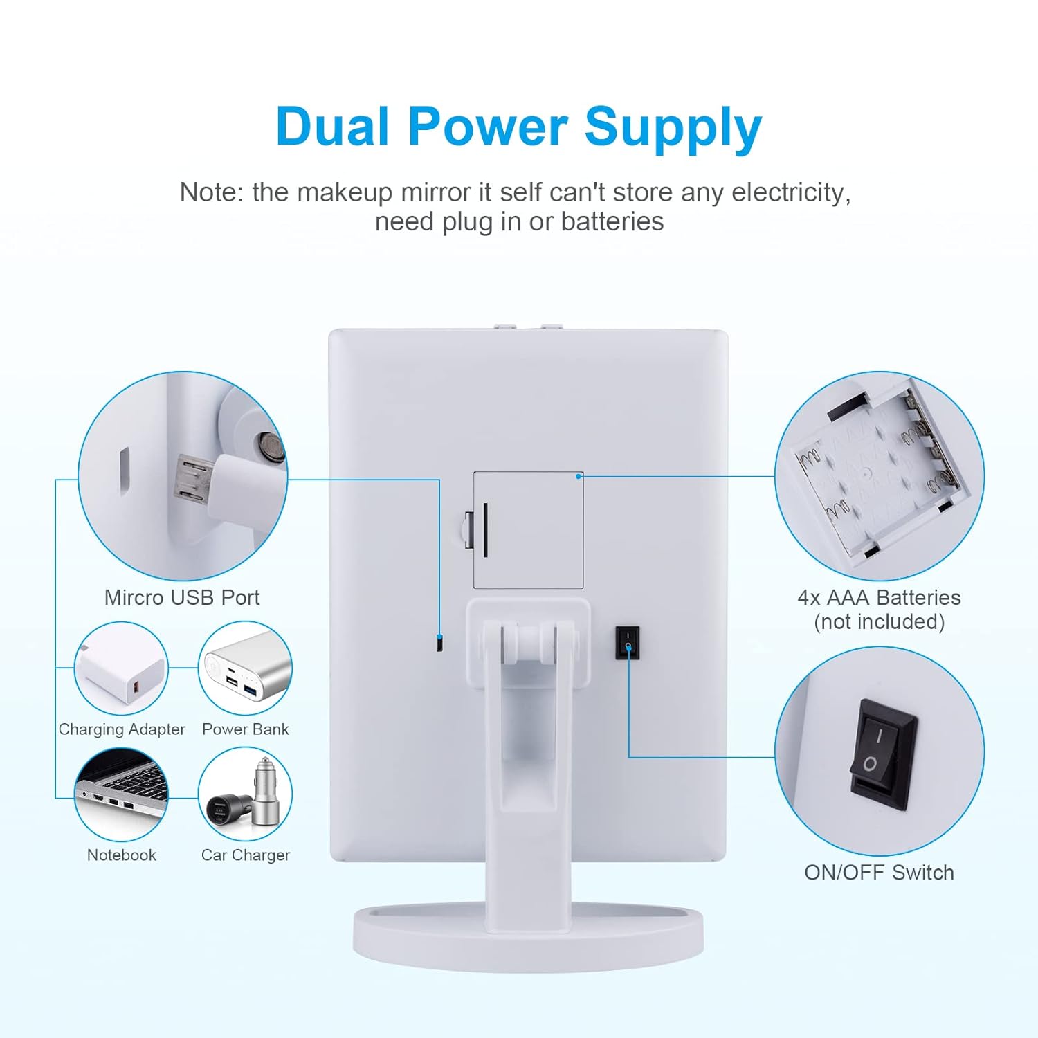 Tri-fold Makeup Mirror with Light