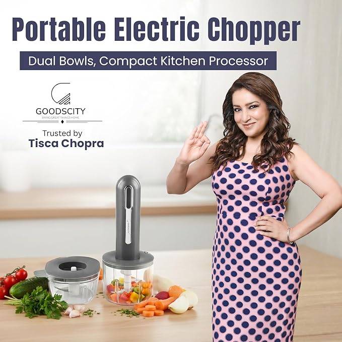 GoodsCity Portable Mini Electric Chopper| Dual Bowls 400ml & 200ml | 1 Year warranty GC-261