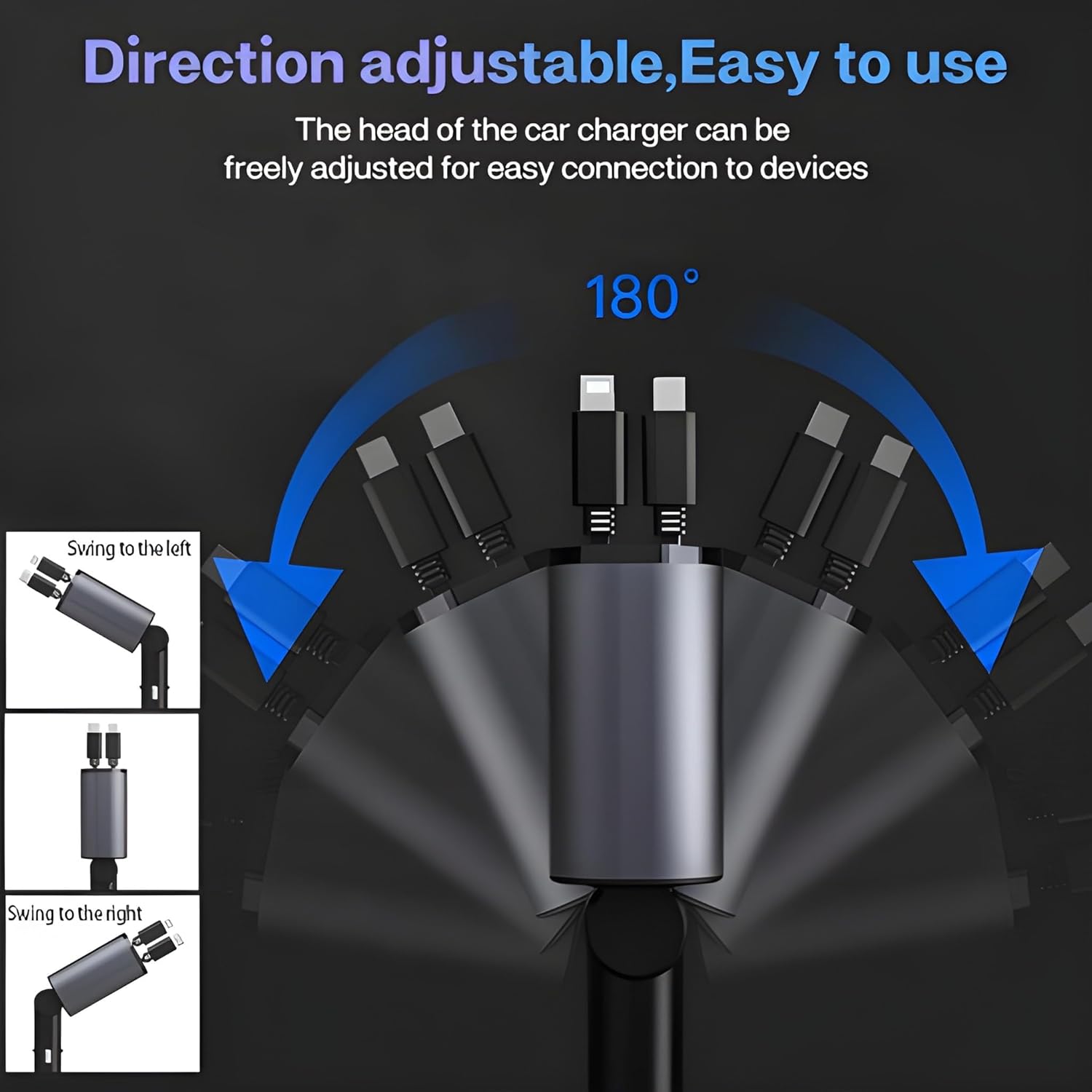 Retractable 4 In 1 Car Charger