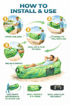 Inflatable Lounger Sofa Bed ( Green & Blue )