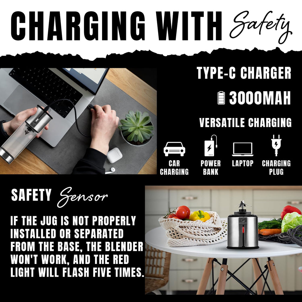 Blender For Smoothie And Juices 450 ml | USB Rechargeable | 1 Year Warranty GC-171