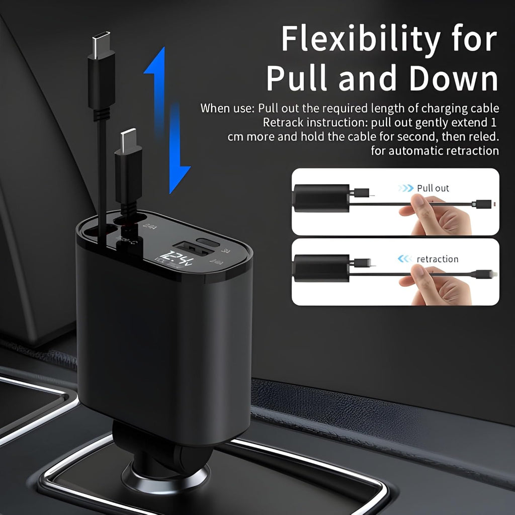 Retractable 4 In 1 Car Charger