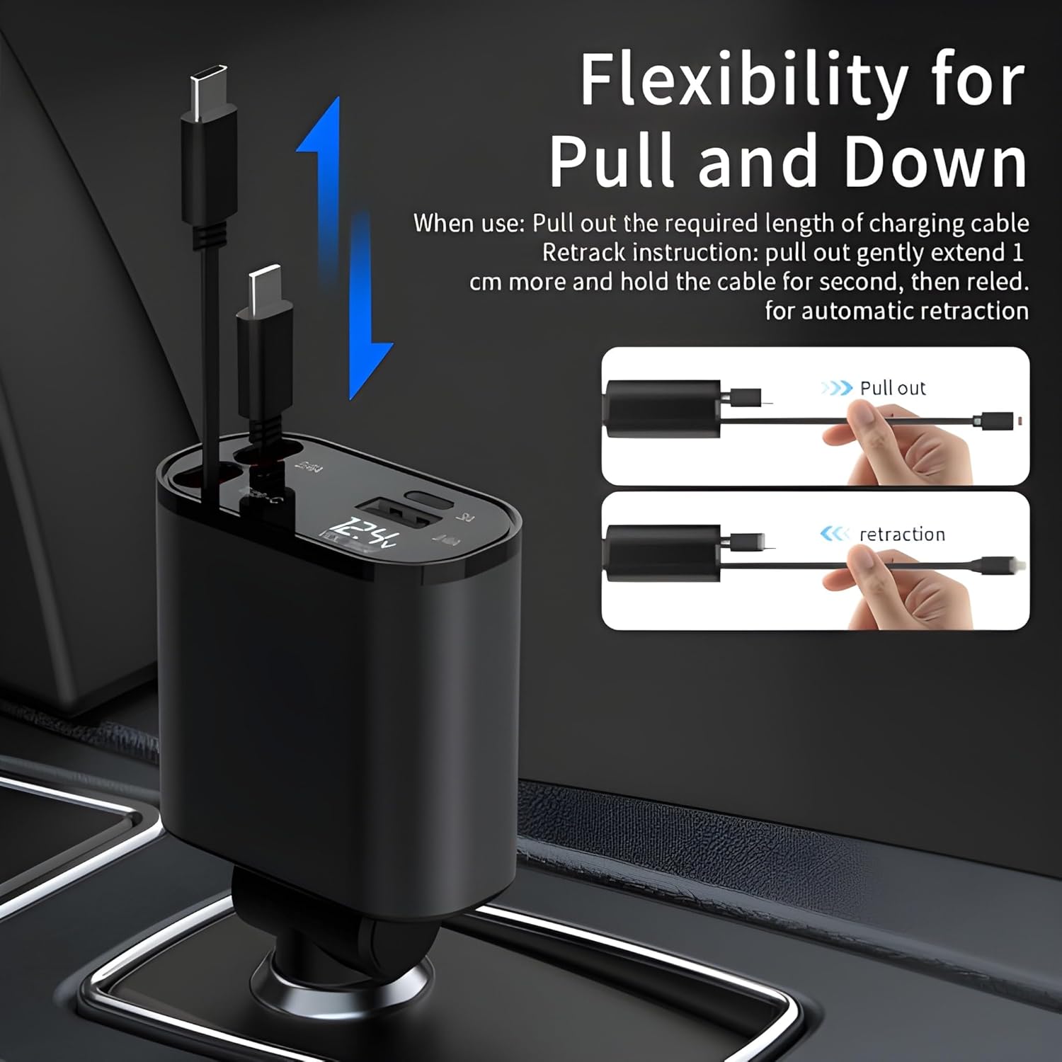 Retractable 4 In 1 Car Charger