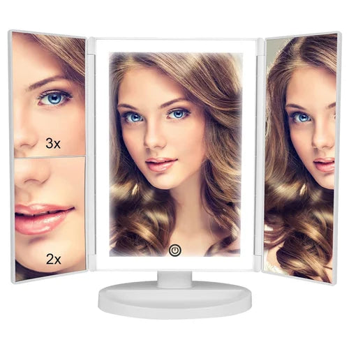 Tri-fold Makeup Mirror with Light