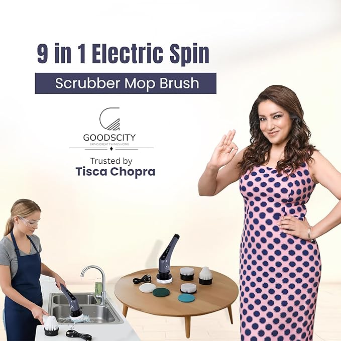 GoodsCity  9 in 1 Electric Spin Scrubber Mop Brush | 1 year warranty |GC-221