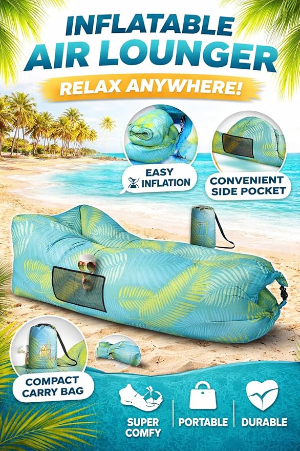 Inflatable Lounger Sofa Bed ( Green & Blue )