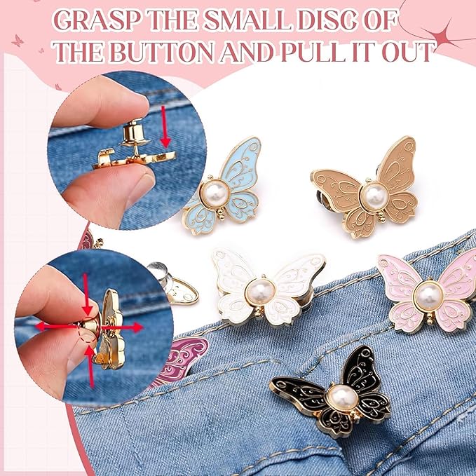 Butterfly Jeans Button Clip
