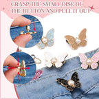Butterfly Jeans Button Clip