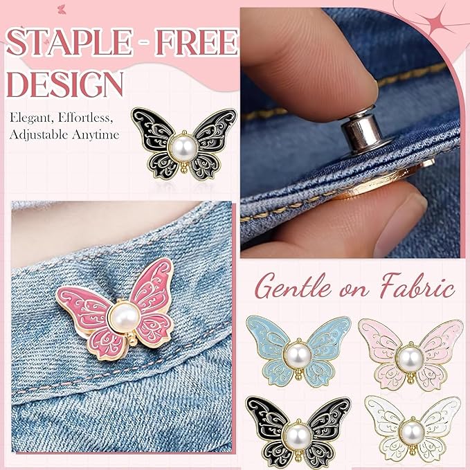 Butterfly Jeans Button Clip