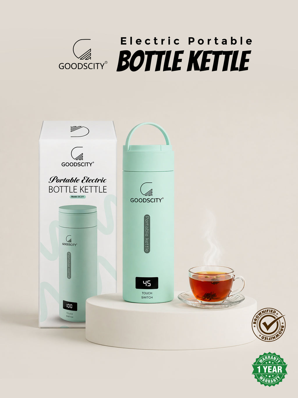GoodsCity Electric Portable Bottle Kettle | 1 Year warranty | GC-211