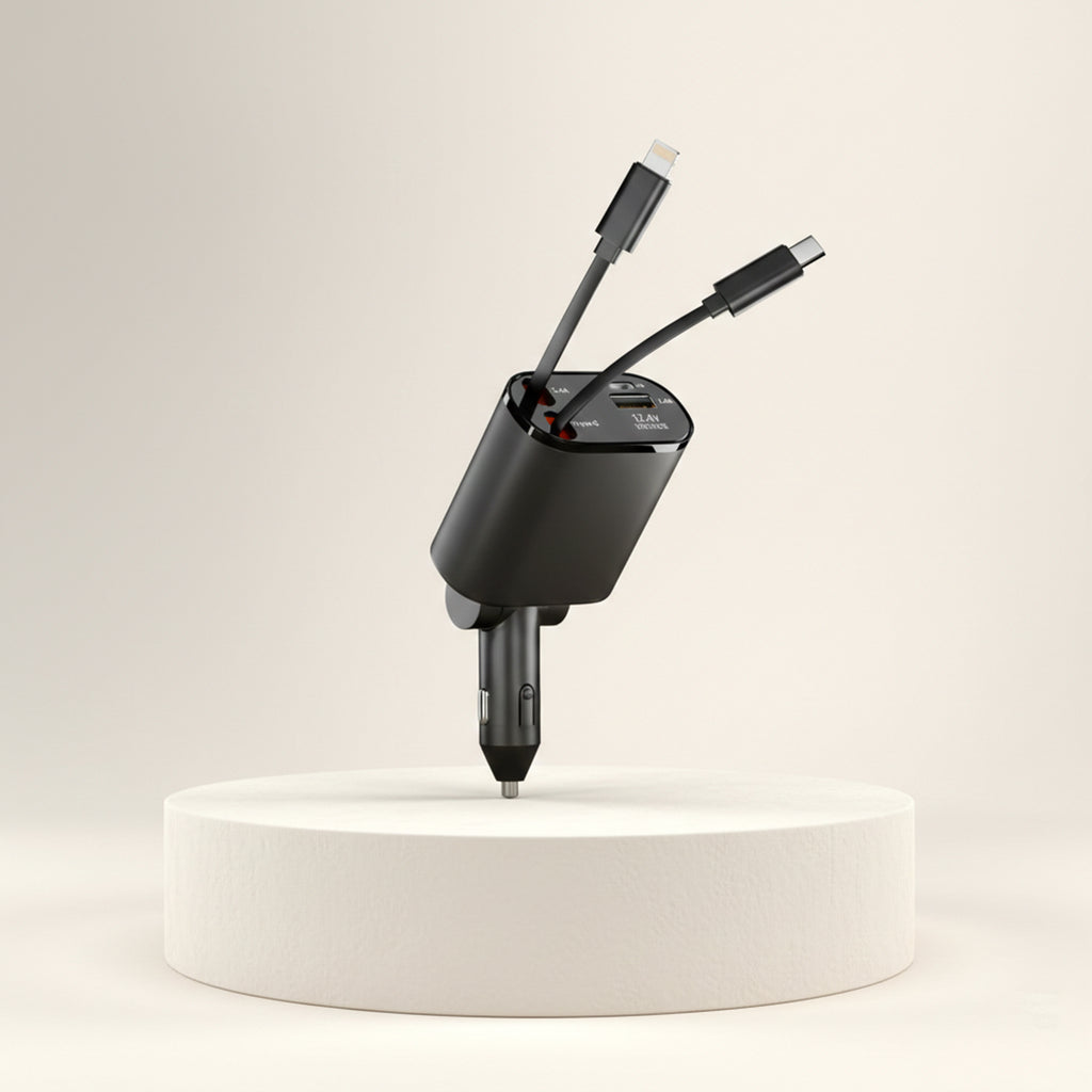 Retractable 4 In 1 Car Charger