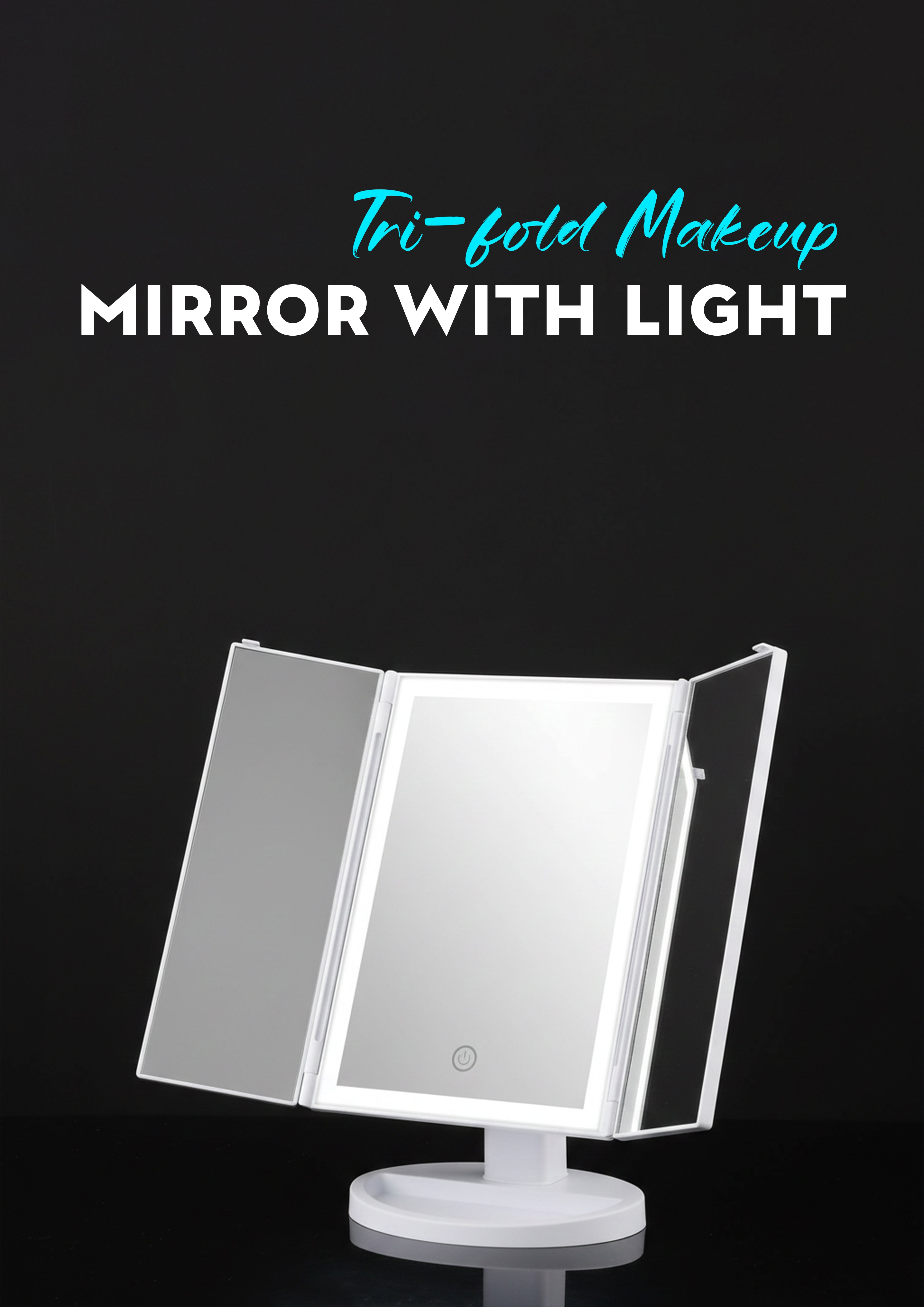 Tri-fold Makeup Mirror with Light