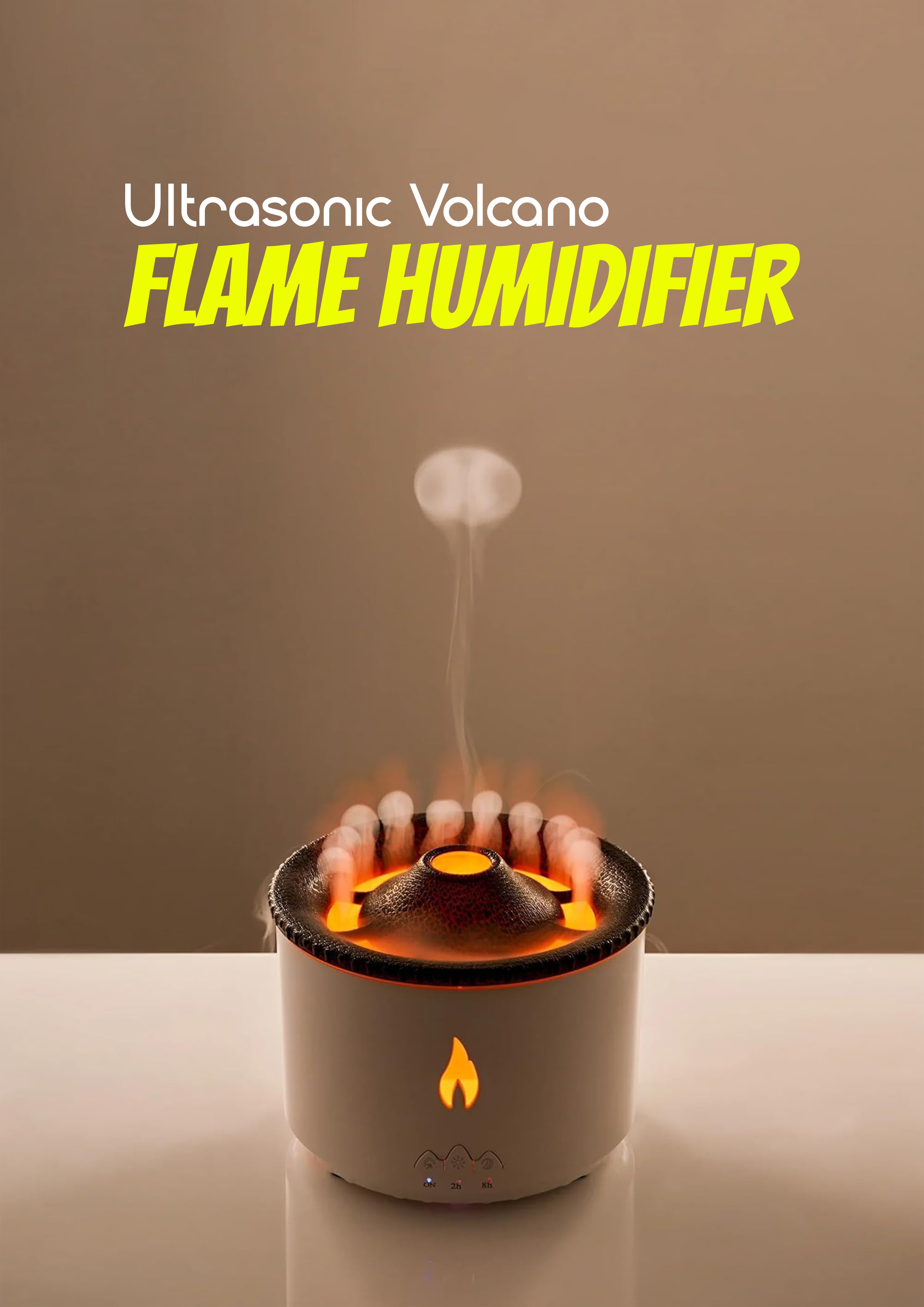 Ultrasonic Volcano Flame Humidifier