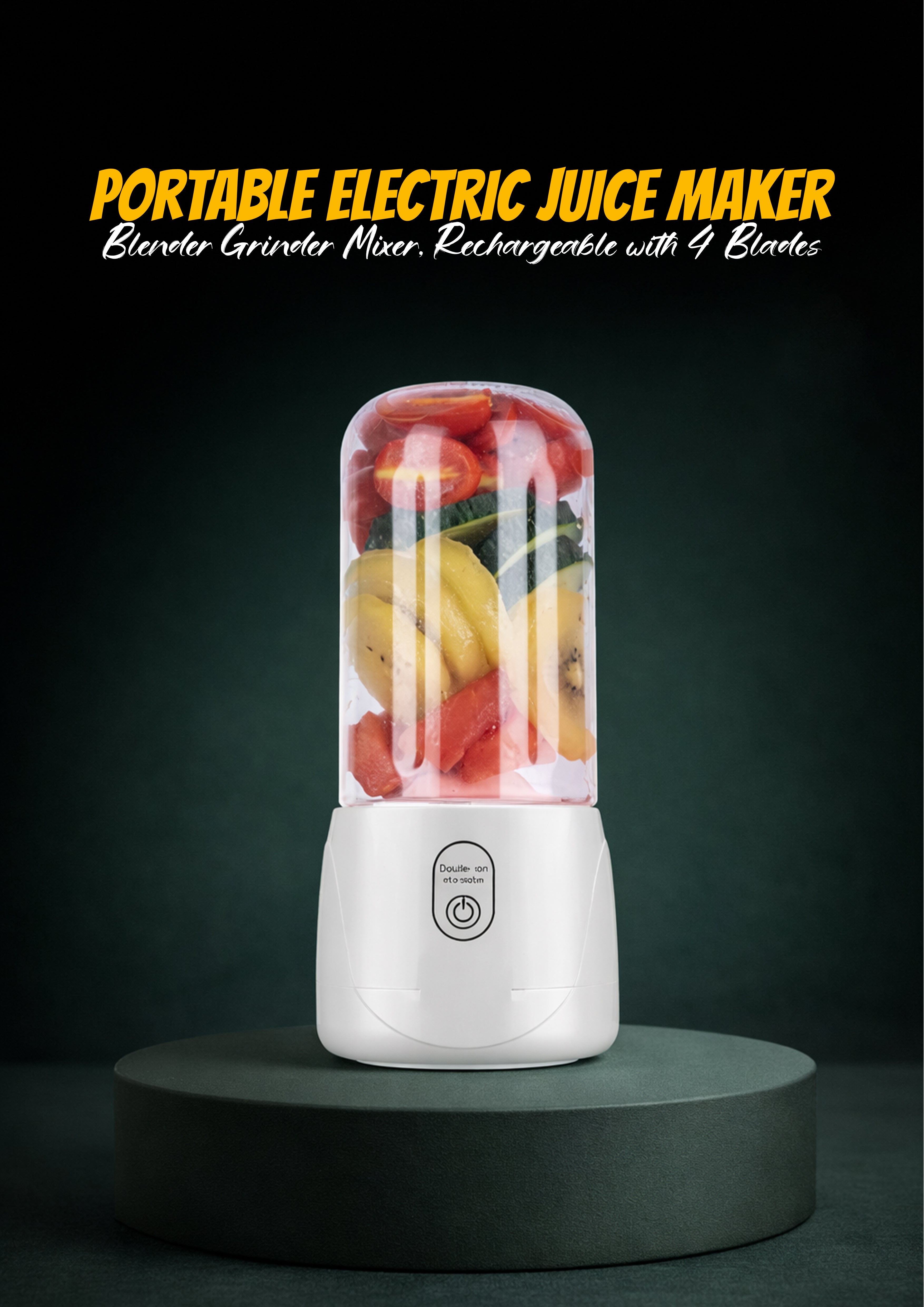 Portable Electric Juice Maker  Blender Grinder Mixer, Rechargeable with 4 Blades