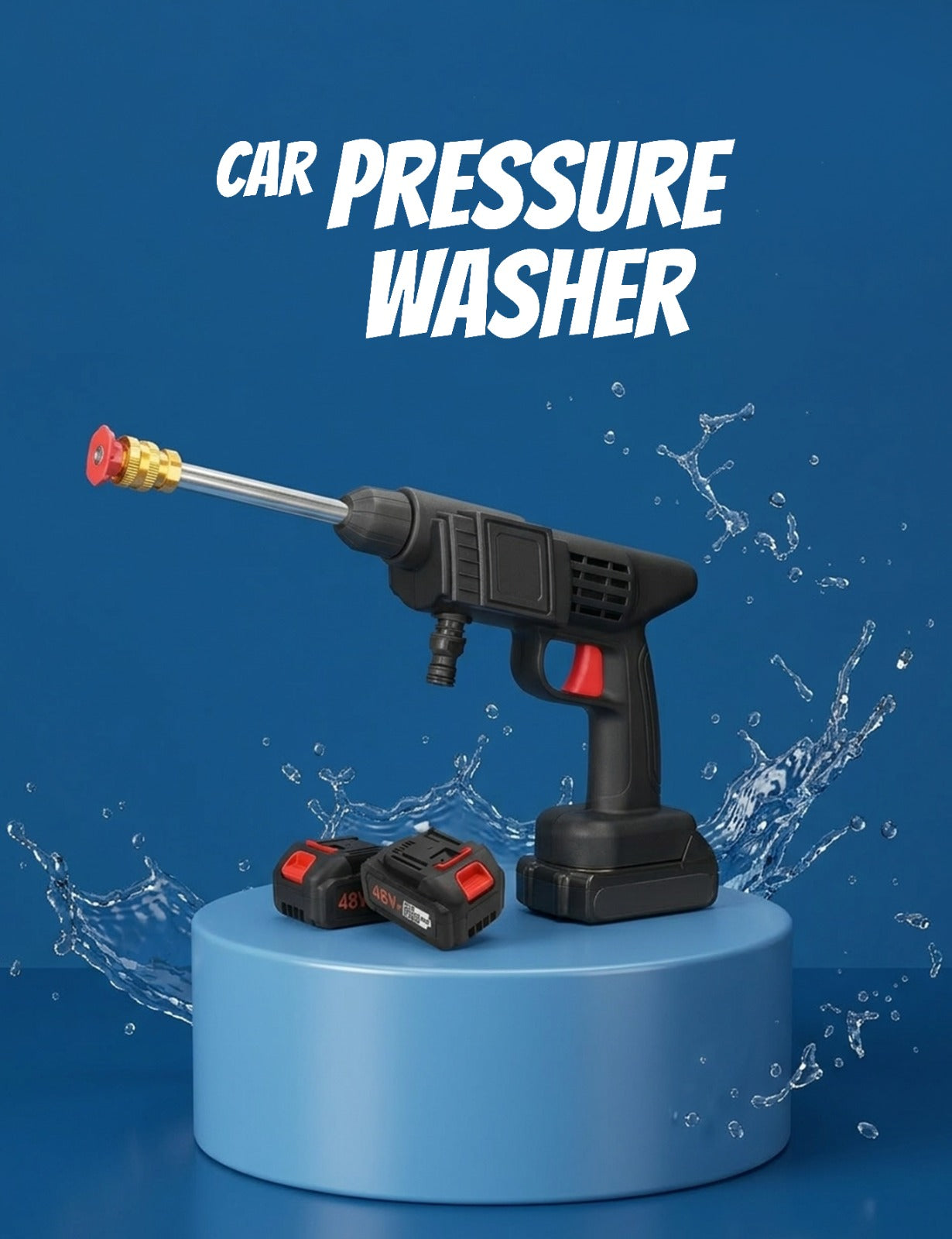 48v Car Pressure Washer Gun With 12.6v Charger & 2*battery